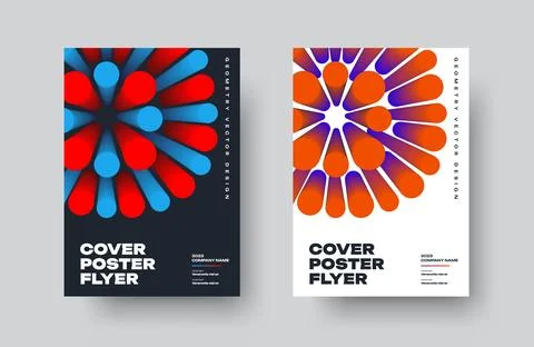 A set of flyers, vector white, black posters with a bright dynamic element .. Stock Illustration