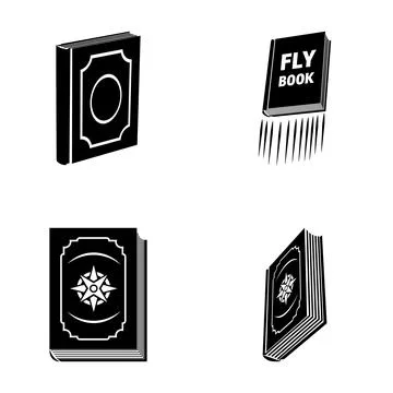 Set of flying and compass book icons Stock Illustration