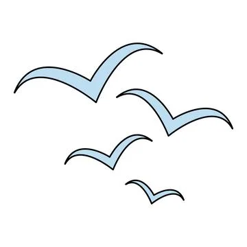 Set of flying bird design, nature freedom flock sign, vector illustration Stock Illustration