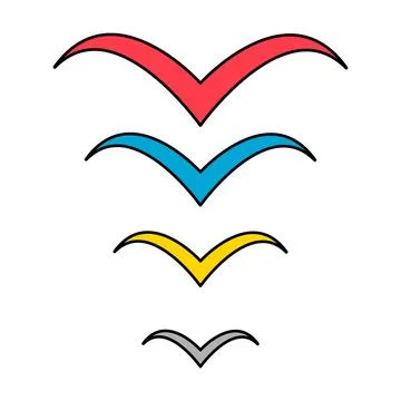 Set of flying bird design, nature freedom flock sign, vector illustration Stock Illustration