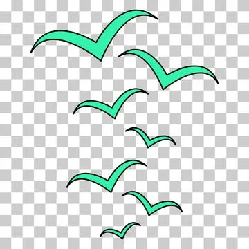 Set of flying bird design, nature freedom flock sign, vector illustration Stock Illustration