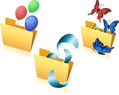 Set of flying object in folder Stock Illustration