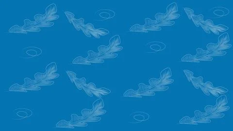 A set of flying vector white feathers on a blue background. Stock Illustration
