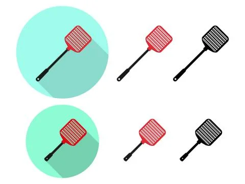 Set of Flyswatter icon in flat, vector Stock Illustration