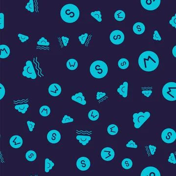 Set Fog and cloud, Compass north, south and Cloud on seamless pattern. Vector Illustrazione stock