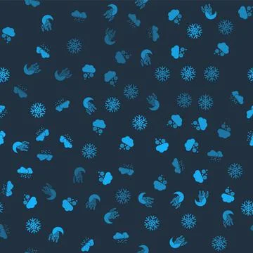 Set Fog and moon, Cloud with snow, Snowflake and on seamless pattern. Vector イラスト素材