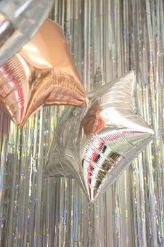 Set of foil balloons in the shape of a star Stock Photos