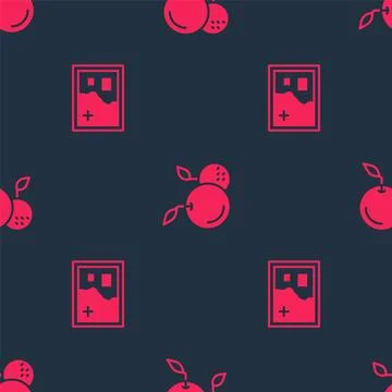 Set Folded map and Fruit on seamless pattern. Vector Stock Illustration