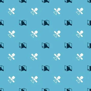 Set Folded map and Satellite on seamless pattern. Vector Illustrazione stock
