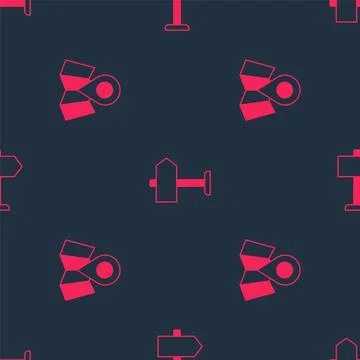 Set Folded map with location marker and Road traffic sign on seamless pattern Illustrazione stock