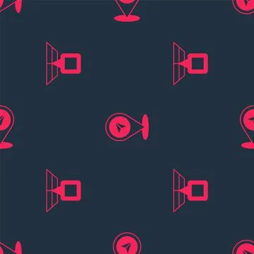 Set Folded map with location marker and Map pin on seamless pattern. Vector Illustrazione stock