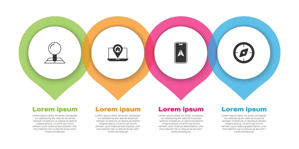 Set Folded map with location marker, City navigation, and Compass. Business Illustrazione stock