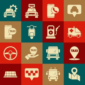 Set Folded map with location marker, Map pointer taxi, Ambulance and emergency イラスト素材