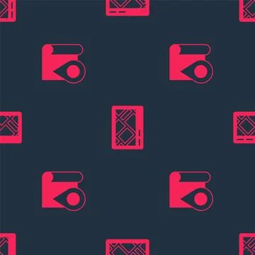 Set Folded map with location marker and Gps device on seamless pattern. Vecto Stock Illustration