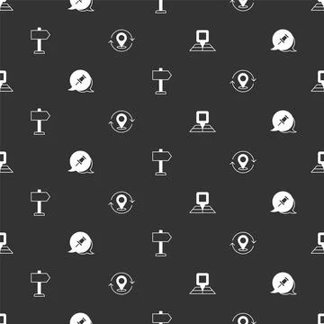 Set Folded map with location marker, Push pin, Road traffic sign and Map on.. 스톡 일러스트