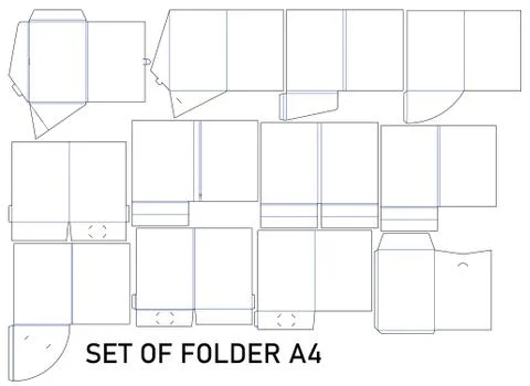 Set of folder A4 packaging design template die cut - vector-eps Stock Illustration