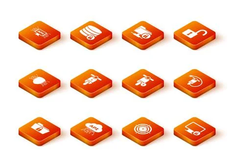 Set Folder and lock, Cloud api interface, Cyber security, Electric scooter, Time Stock Illustration