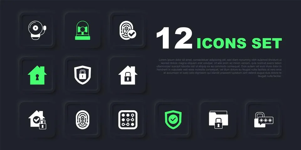 Set Folder and lock Cyber security Shield with check mark House under protect 스톡 일러스트