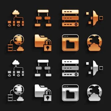 Set Folder and lock, Filter setting, Social network, Browser files, Network 스톡 일러스트