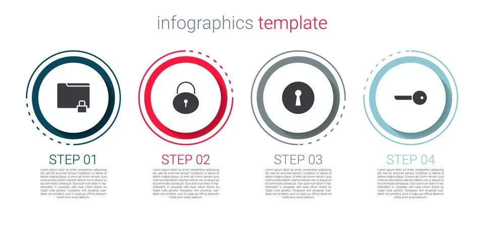 Set Folder and lock, Lock, Keyhole and . Business infographic template. Vector Stock Illustration