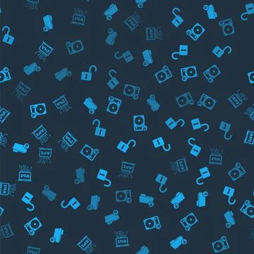 Set Folder and lock, Open padlock, Hard disk drive and Computer api interface on Stock Illustration