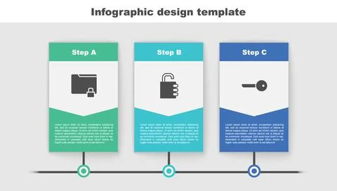 Set Folder and lock, Safe combination and Key. Business infographic template Stock Illustration