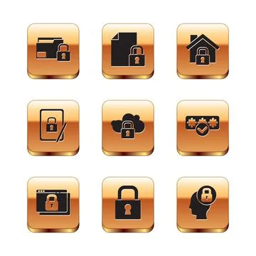 Set Folder and lock, Secure your site with HTTPS, SSL, Lock, Cloud computing Stock Illustration