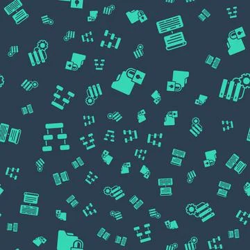 Set Folder and lock, Server, Data, Web Hosting, Hierarchy organogram chart and Stock Illustration