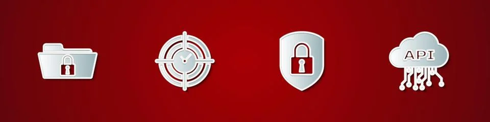 Set Folder and lock, Time Management, Shield security with and Cloud api Stock Illustration