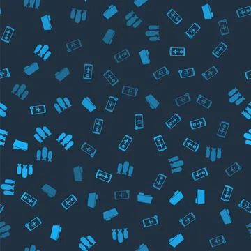 Set Folder, Flight mode in the mobile, and Aviation bombs on seamless pattern Stock Illustration