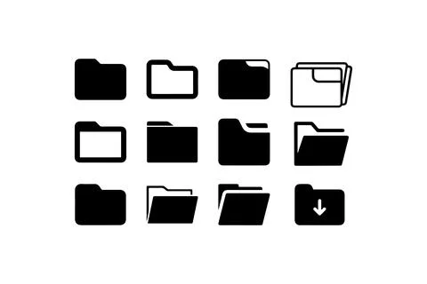 Set of Folder Icons in Various Styles. Vector illustration design. Stock Illustration