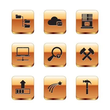 Set Folder tree, Loading, Falling star, Unknown search, Computer network and 스톡 일러스트