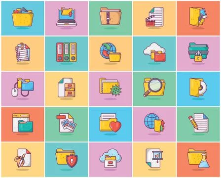 Set Of Folders Flat Icons Stock Illustration