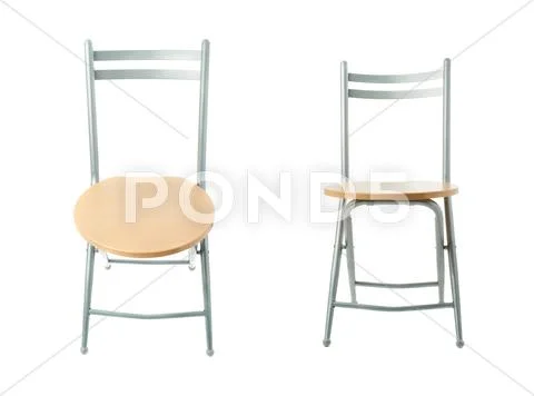 Set of Folding chair over isolated white background Stock Photos