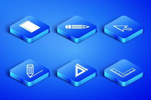 Set Folding ruler, Book, Triangular, Pencil and line,  and Pixel arrow cursor Illustrazione stock