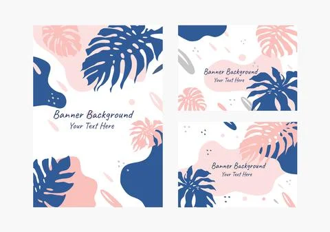 Set of foliage in forest theme banner background Stock Illustration
