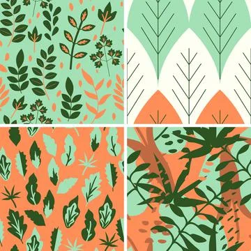 Set of foliage patterns Stock Illustration