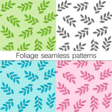 Set of foliage seamless patterns Stock Illustration