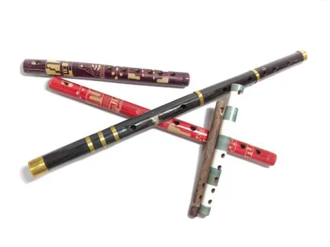 A set of folk woodwind instruments Stock Photos