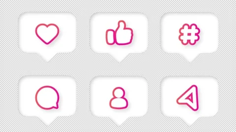 Set of like, followers, hashtag, comment, message, thumb up bubble template Stock Footage 201551412