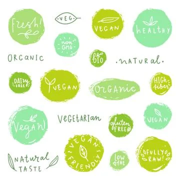 Set of food badges. Stock Illustration