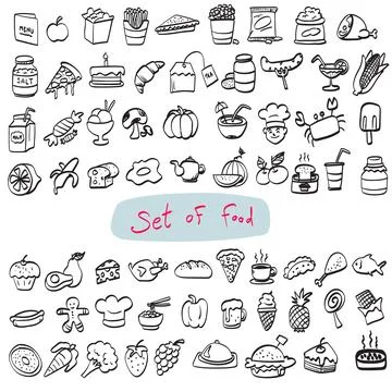 Set of food illustration vector isolated on white background Stock Illustration