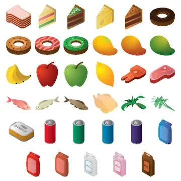 Set Of Food Items Stock Illustration