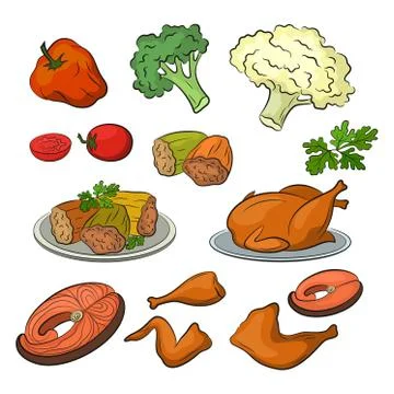 Set of Food Objects Stock Illustration