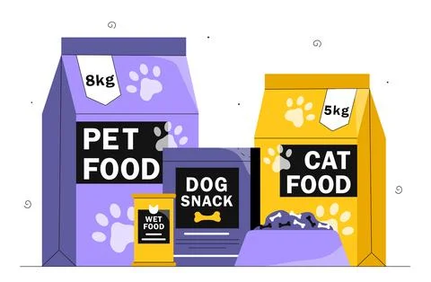 Set of food for pets vector Stock Illustration
