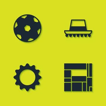 Set Football ball, House Edificio Mirador, Sun and Spanish hat icon. Vector Illustration