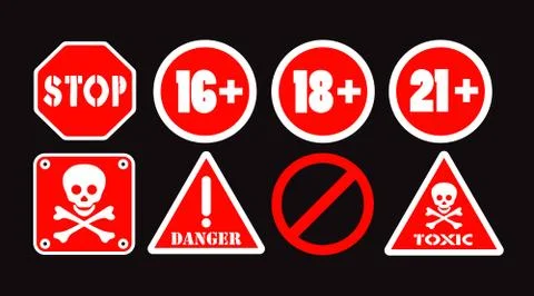 Set of forbidden logos and road signs Stock Illustration