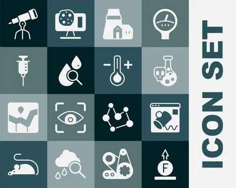 Set Force of physic formula, Data visualisation, Test tube with toxic liquid Stock Illustration