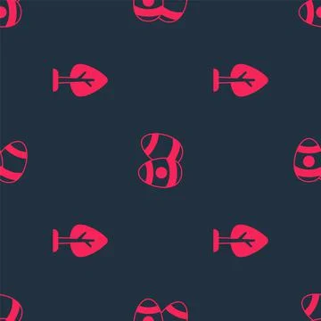 Set Forest and Easter egg on seamless pattern. Vector Illustrazione stock