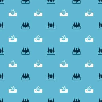 Set Forest and Iceberg on seamless pattern. Vector Illustrazione stock